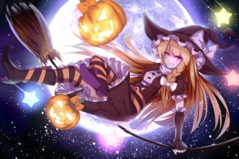 Wallpaper Girl Anime, Halloween, Wizard