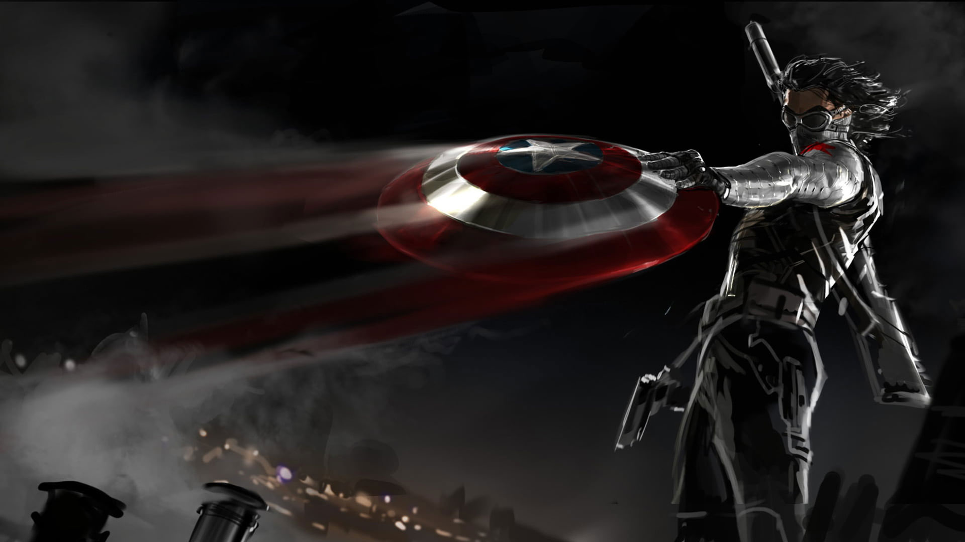 Wallpaper Bucky Barnes Holding Captain America Shield
