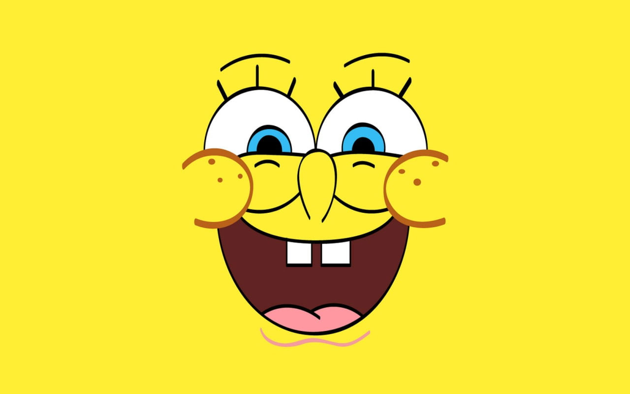 Wallpaper Cartoon, Spongebob, Yellow Background, Smiling