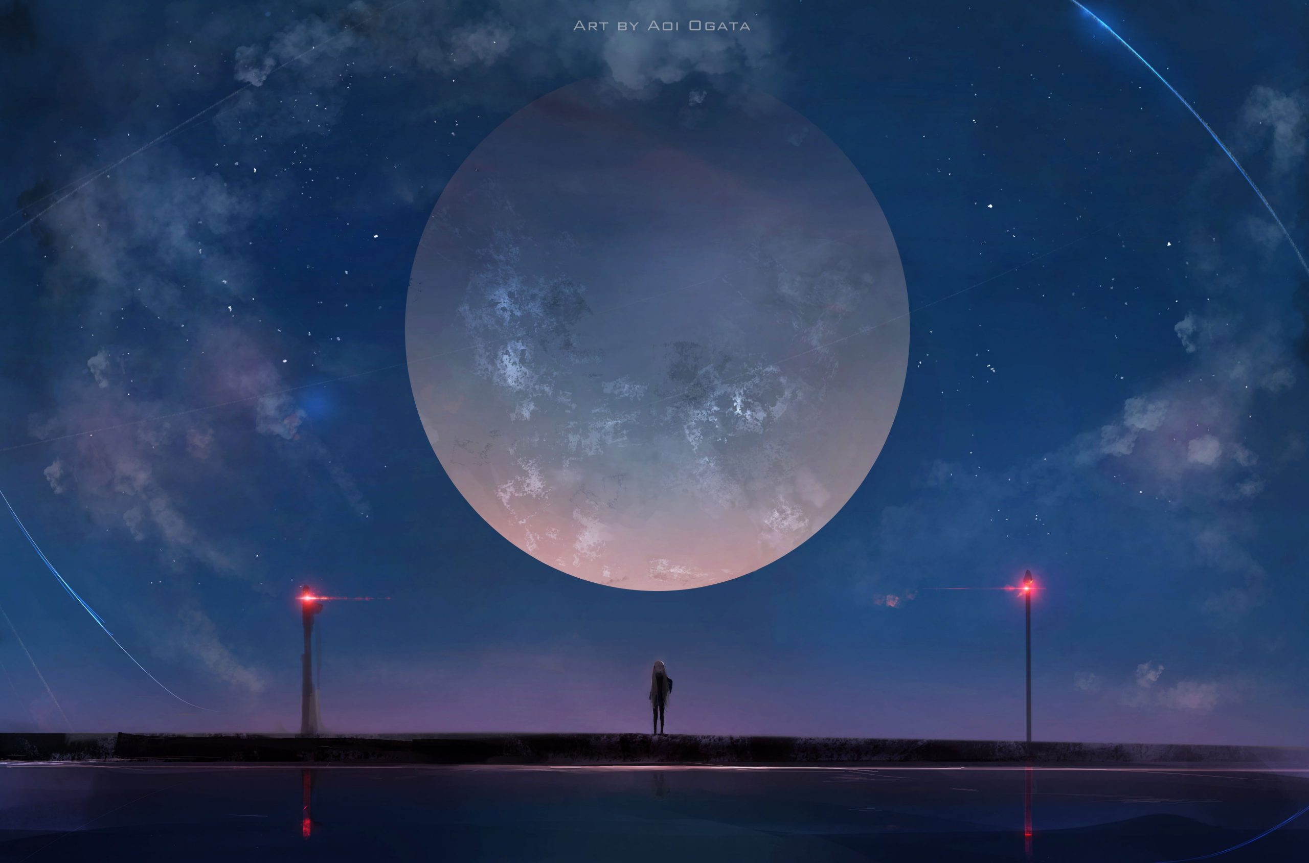Full Moon Digital Wallpaper, Aoi Ogata