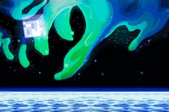 Green And Blue Space Wallpaper, Minecraft, Pixel Art