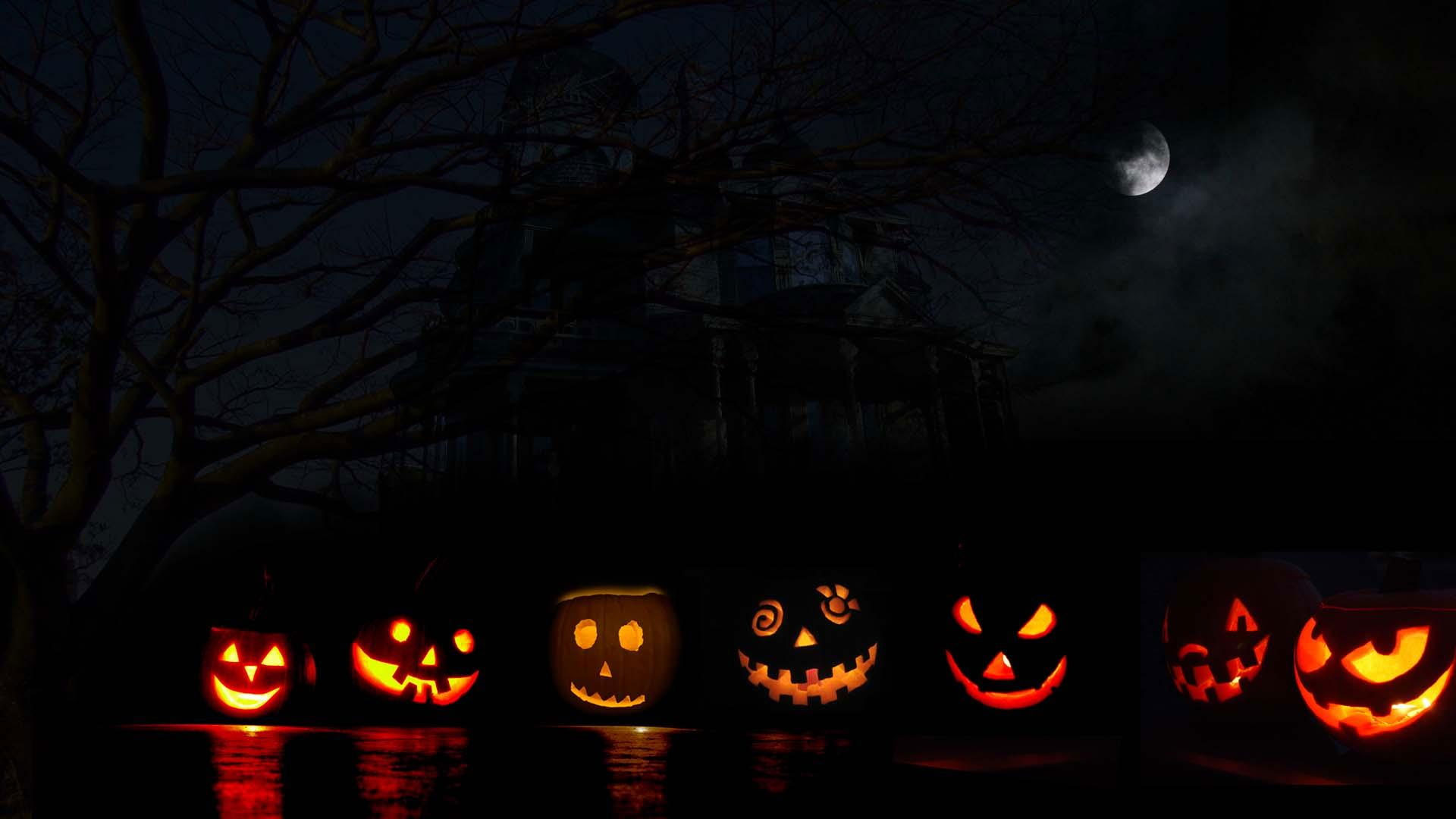 Wallpaper Halloween Jacks, Pumpkin, Jack O Lantern, Moon