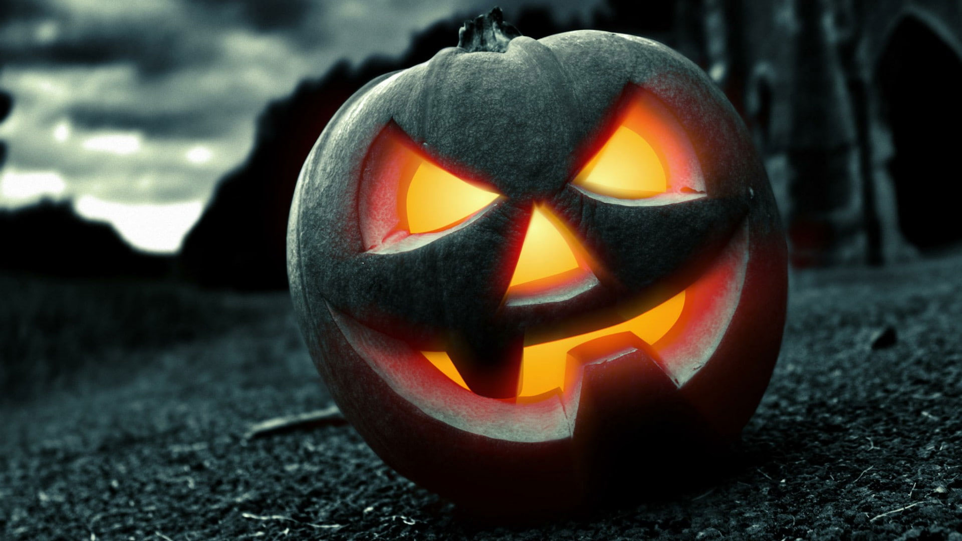 Wallpaper Halloween, Pumpkin, Jack O Lantern, Monochrome