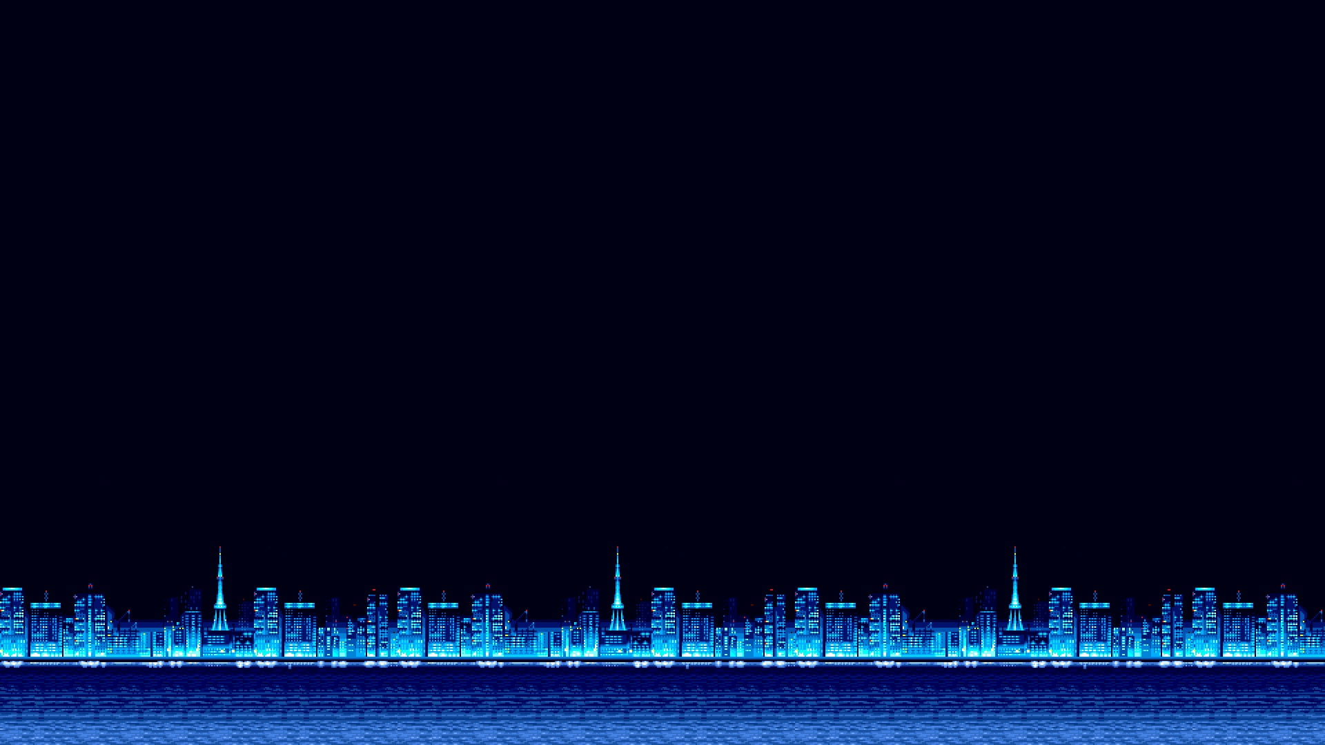 Wallpaper Minimalism, Blue, The City, Background, Pixels