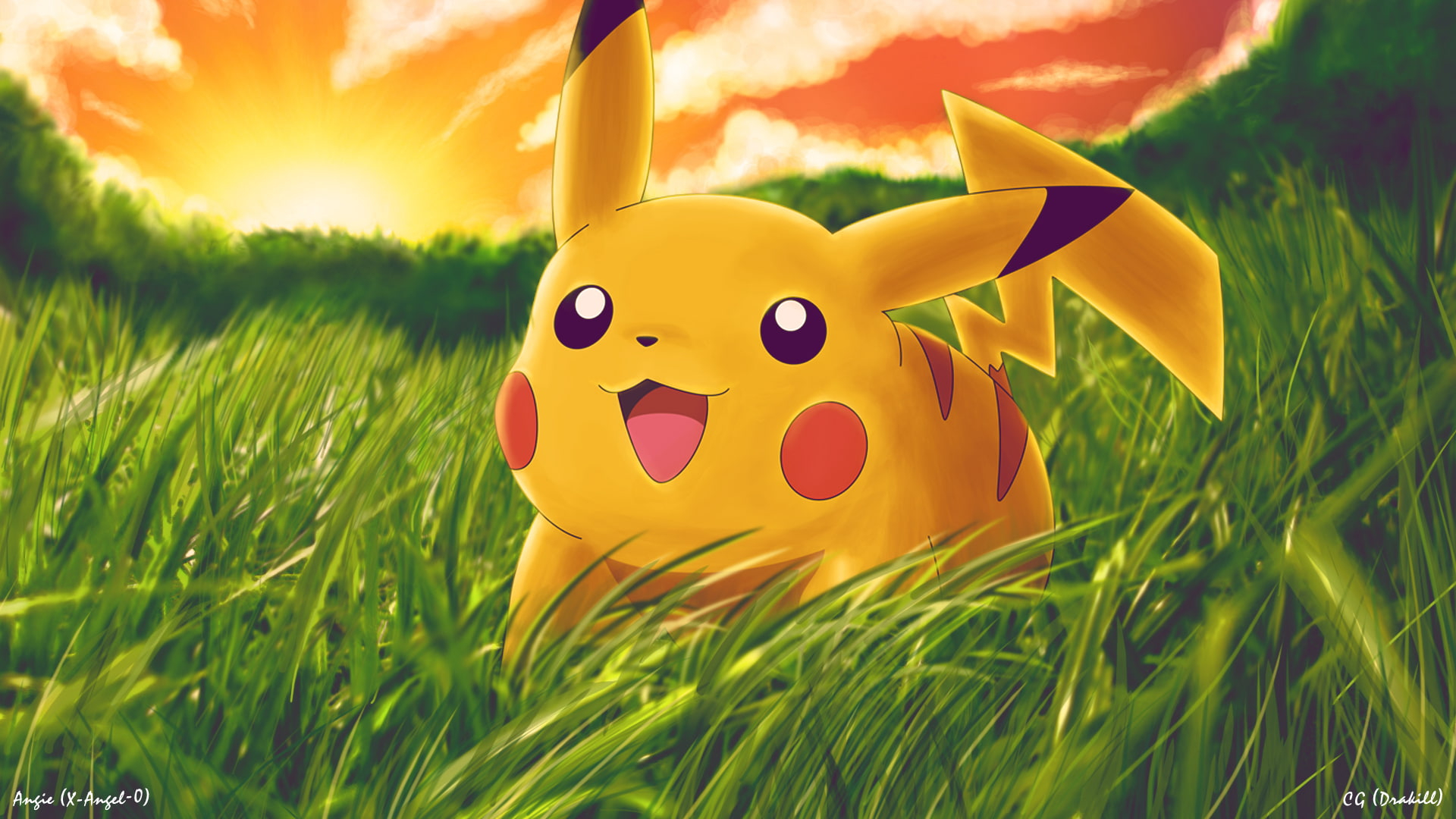 Wallpaper Pikachu Pokemon Grass Hd