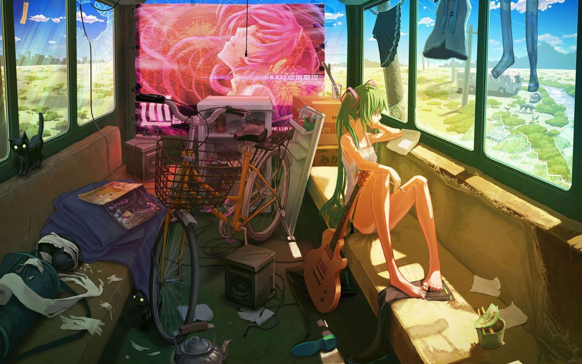 Wallpaper Anime Girl, Vocaloid, Hatsune Miku