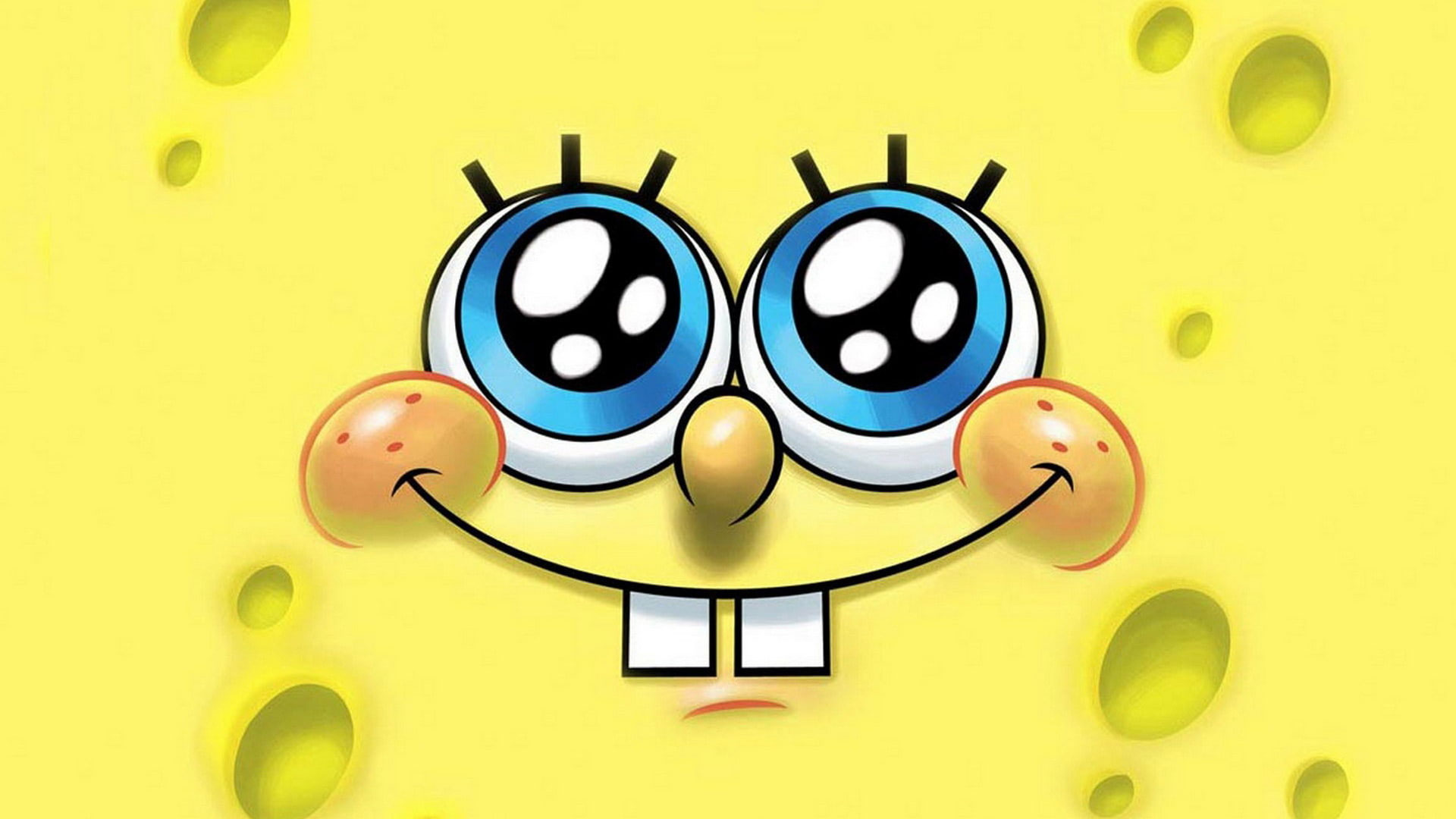Wallpaper Spongebob, Cartoon, Yellow, Small, Tooth, Eyes