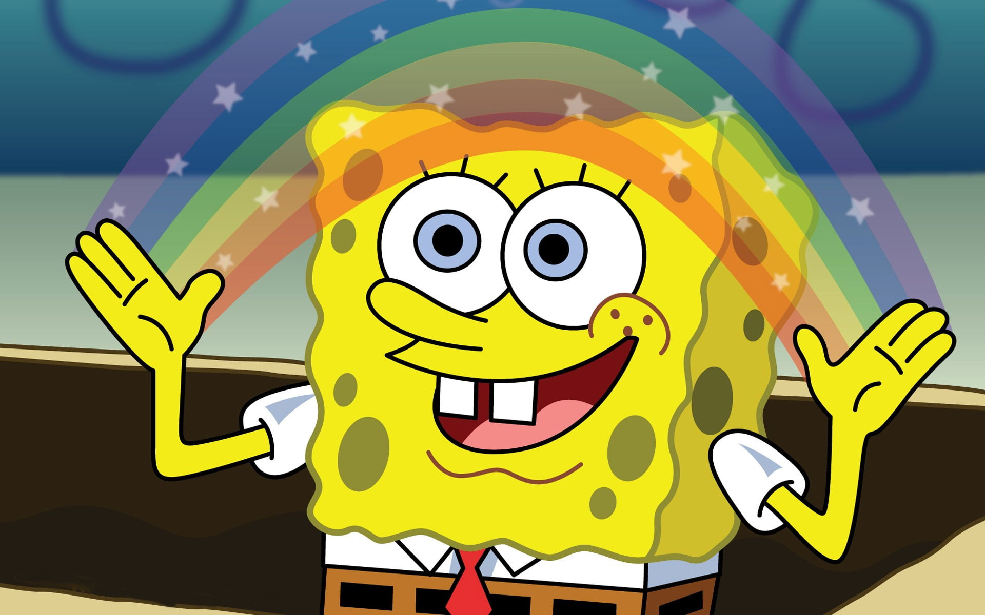 Wallpaper Spongebob Squarepants Rainbow Hd, Spongebob Square