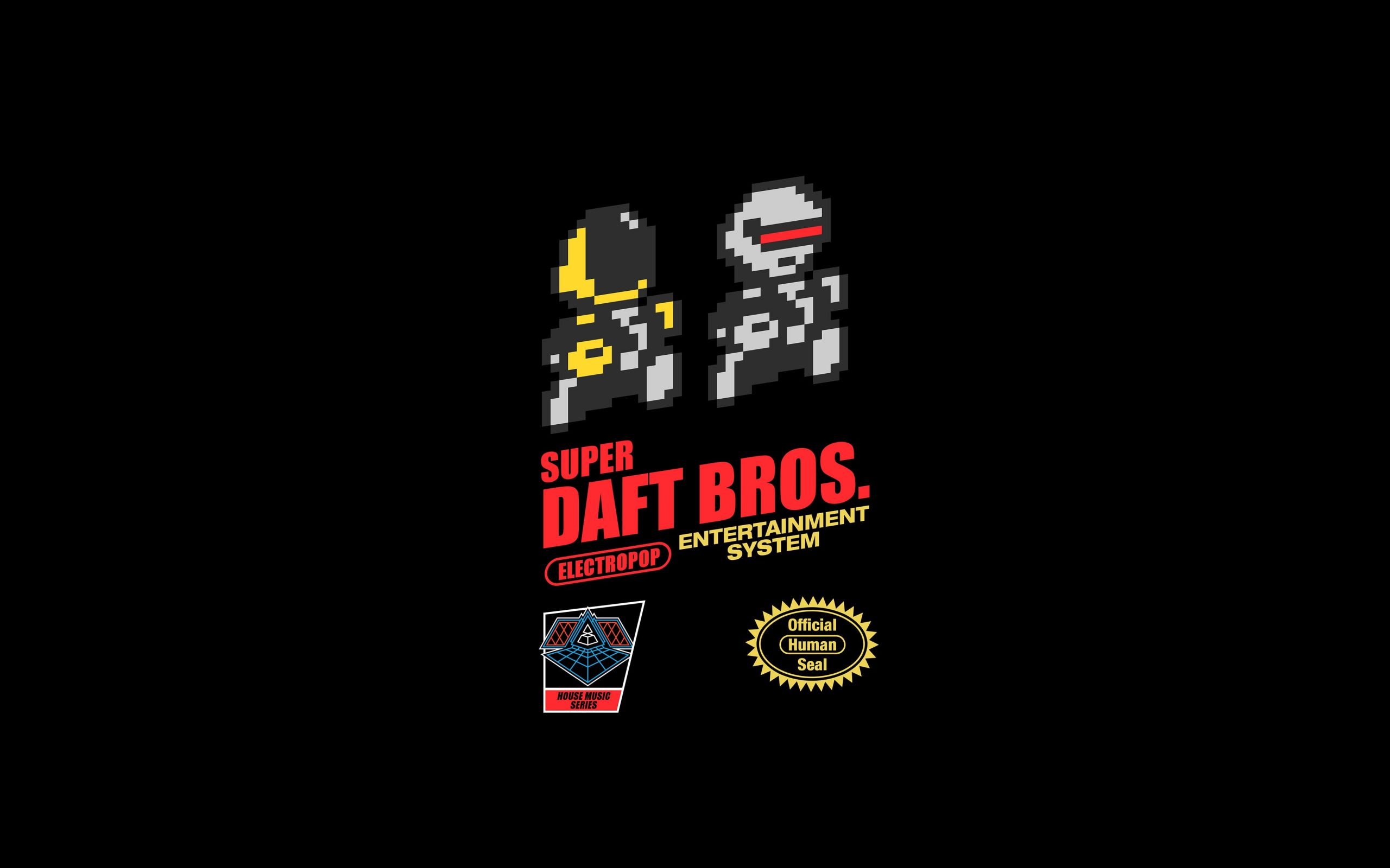 Wallpaper Super Daft Bros. Logo, Daft Punk, Music, 8 Bit