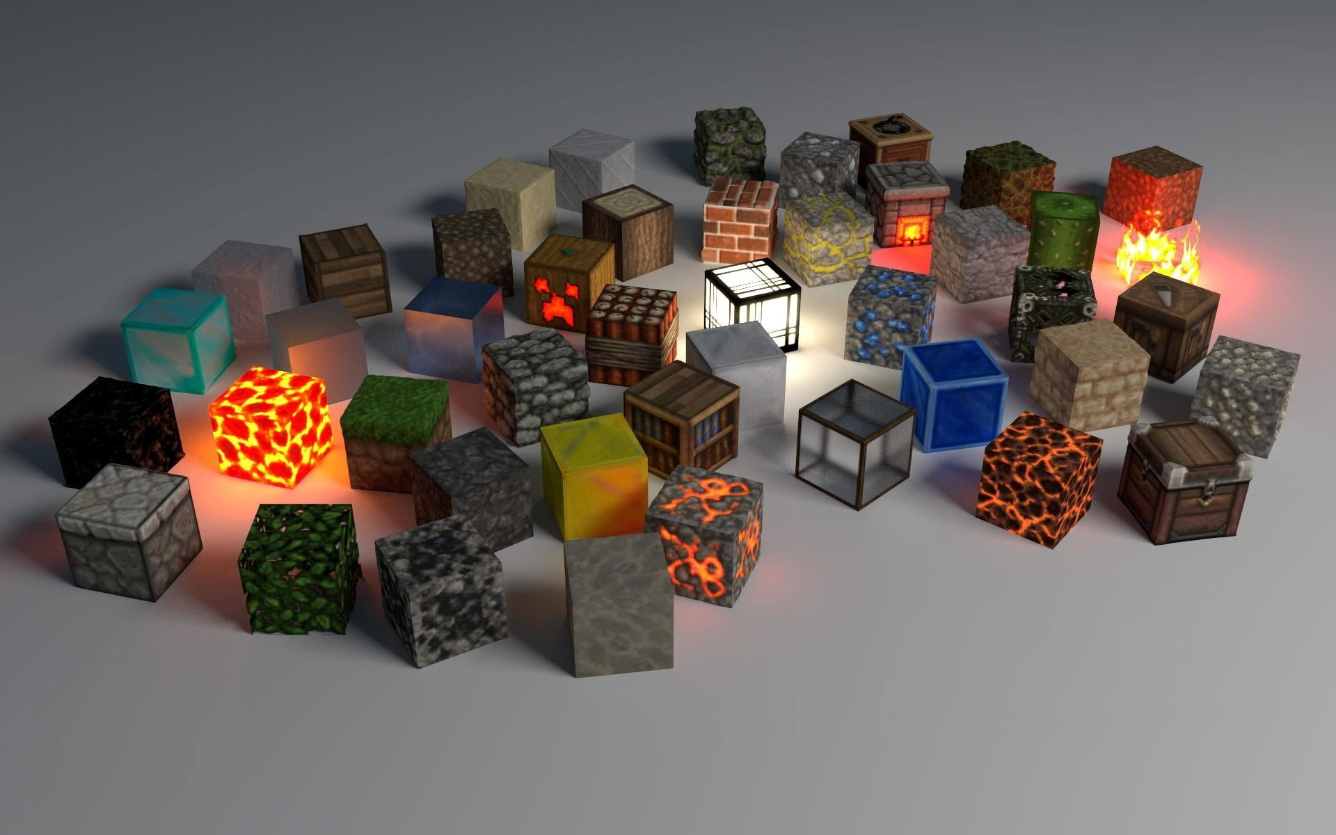 Wallpaper Assorted Color Cube Ornaments, Minecraft
