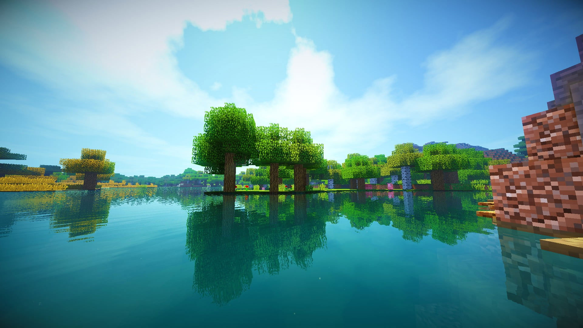 Wallpaper Body Of Water, Minecraft, Shaders, Reflection