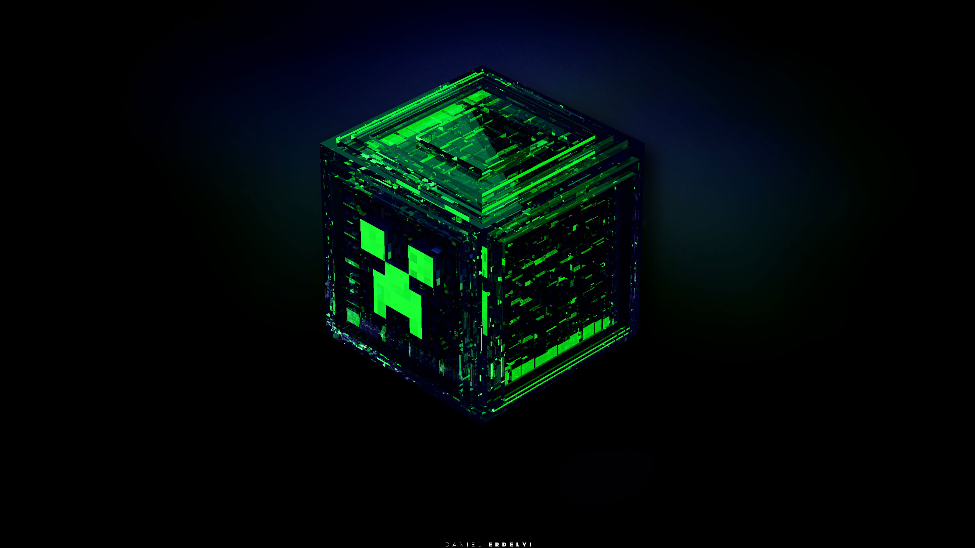 Wallpaper Green Cube Illustration, Minecraft, Creeper, Minecraft, Game