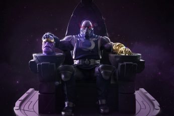 Wallpaper Man Sitting On Chair Holding Thanos Head