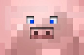Minecraft Pixelated Pig Wallpaper, Pink, Pigs