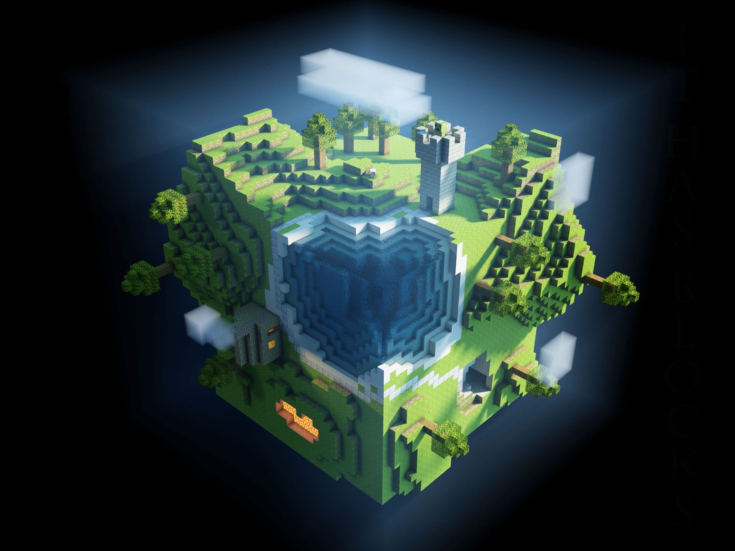 Wallpaper Minecraft, Planet, Cube, Cubes, World