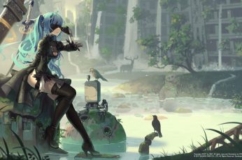 Wallpaper Nier, Blue Haired Female Character, Video Games, Nier