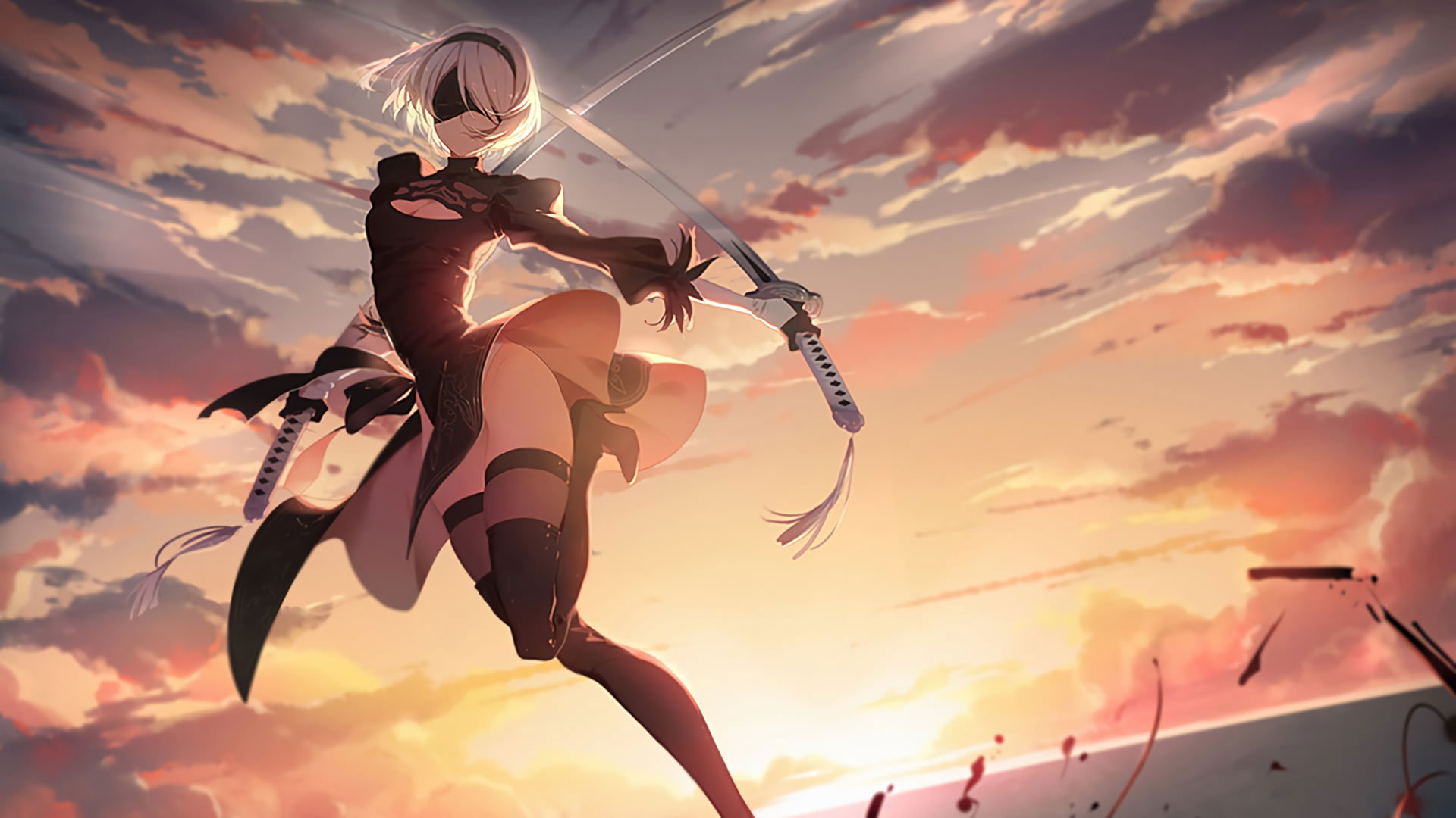 Wallpaper Nier, Gray Haired Woman Holding Sword Illustration, Nier: Automata, Anime