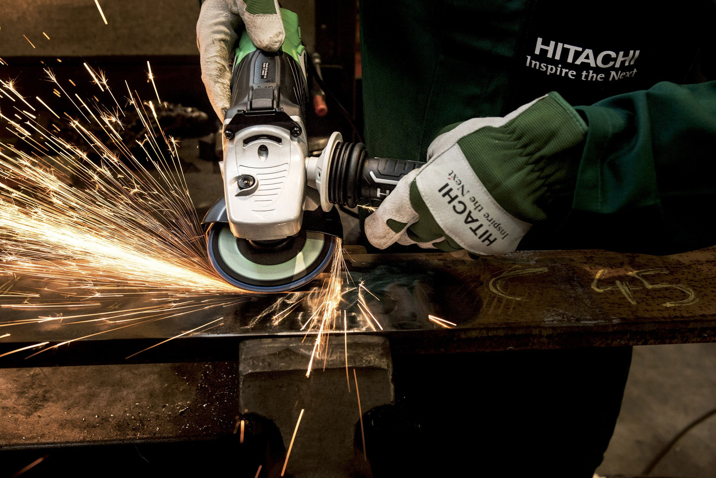 Wallpaper Person Using Angle Grinder On Steel, Hitachi