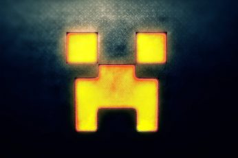 Wallpaper Yellow Minecraft Creeper Face Logo