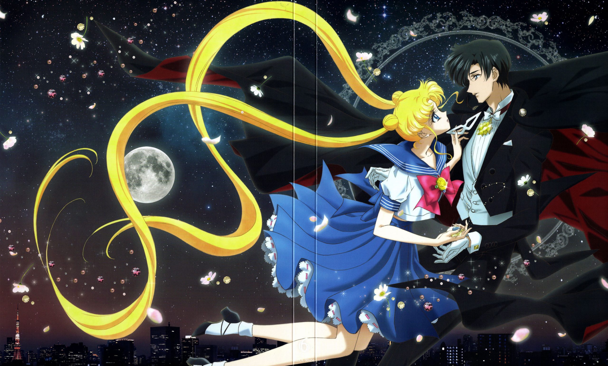 Wallpaper Blue And Yellow Floral Print Textile, Sailor Moon