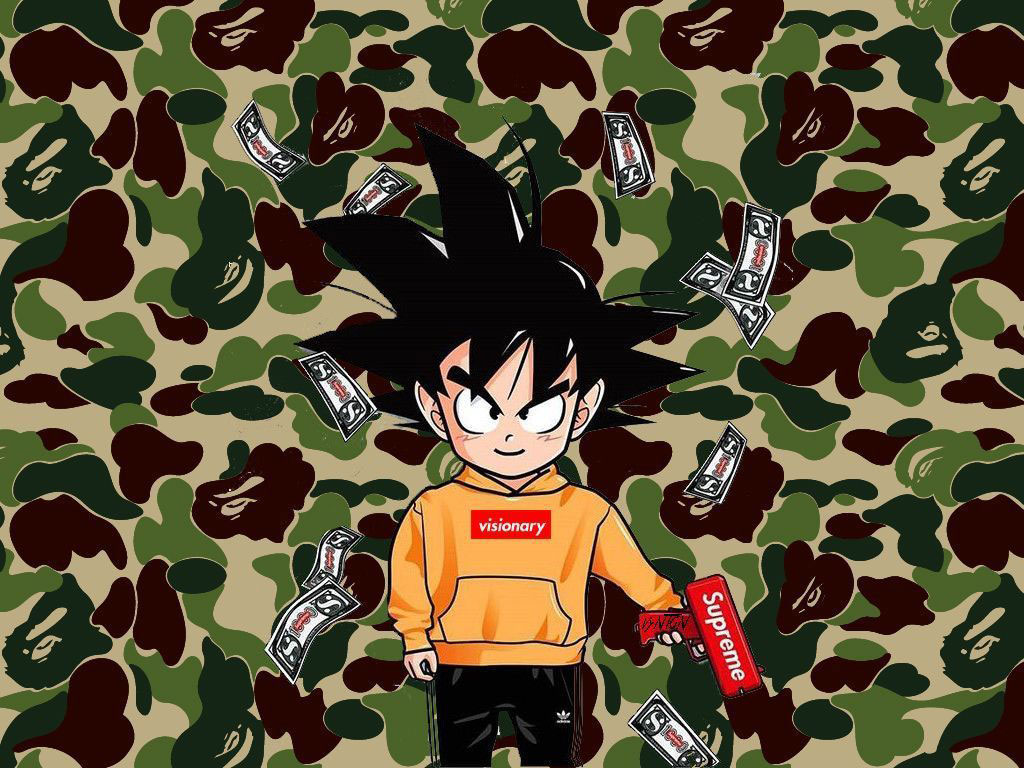 Drip Goku Wallpaper, Dope, Supreme, Bape, Camouflage, Money