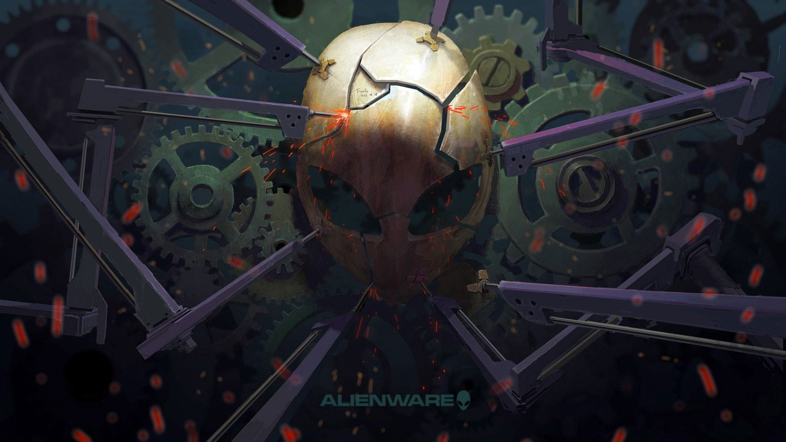 Brown Alien Digital Wallpaper, Alienware, Alien, Game
