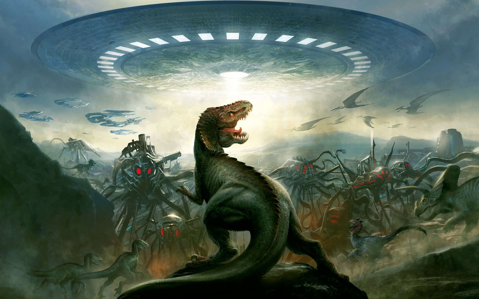 Dinosaur And Alien Wallpaper, T Rex
