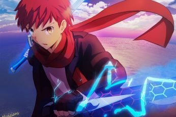 Wallpaper Emiya Shirou Red Haired Male Anime