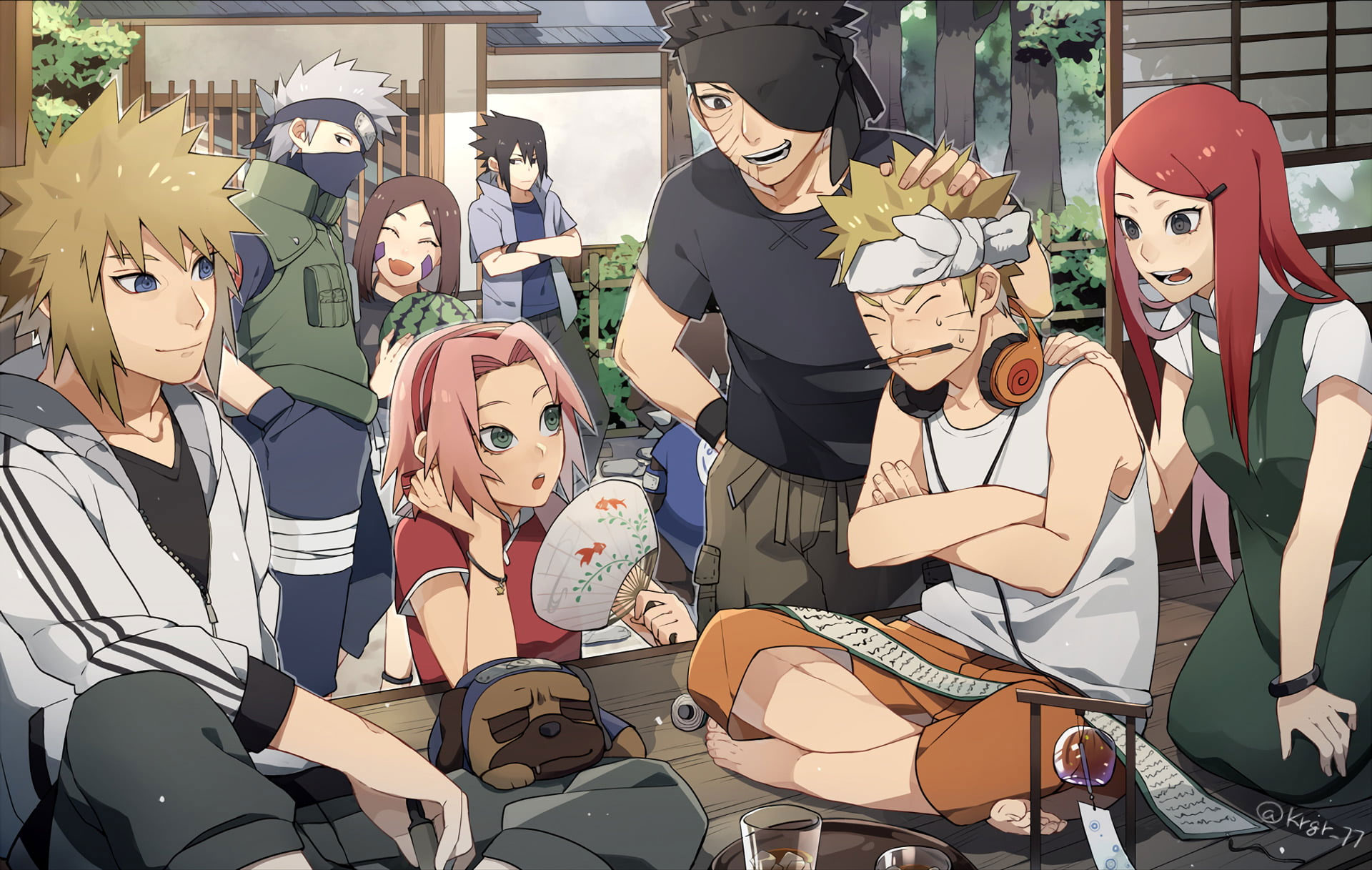 Wallpaper Naruto Characters Illustration, Anime