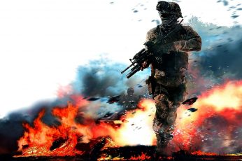 Wallpaper Soldier Holding Assault Rifle, Cod
