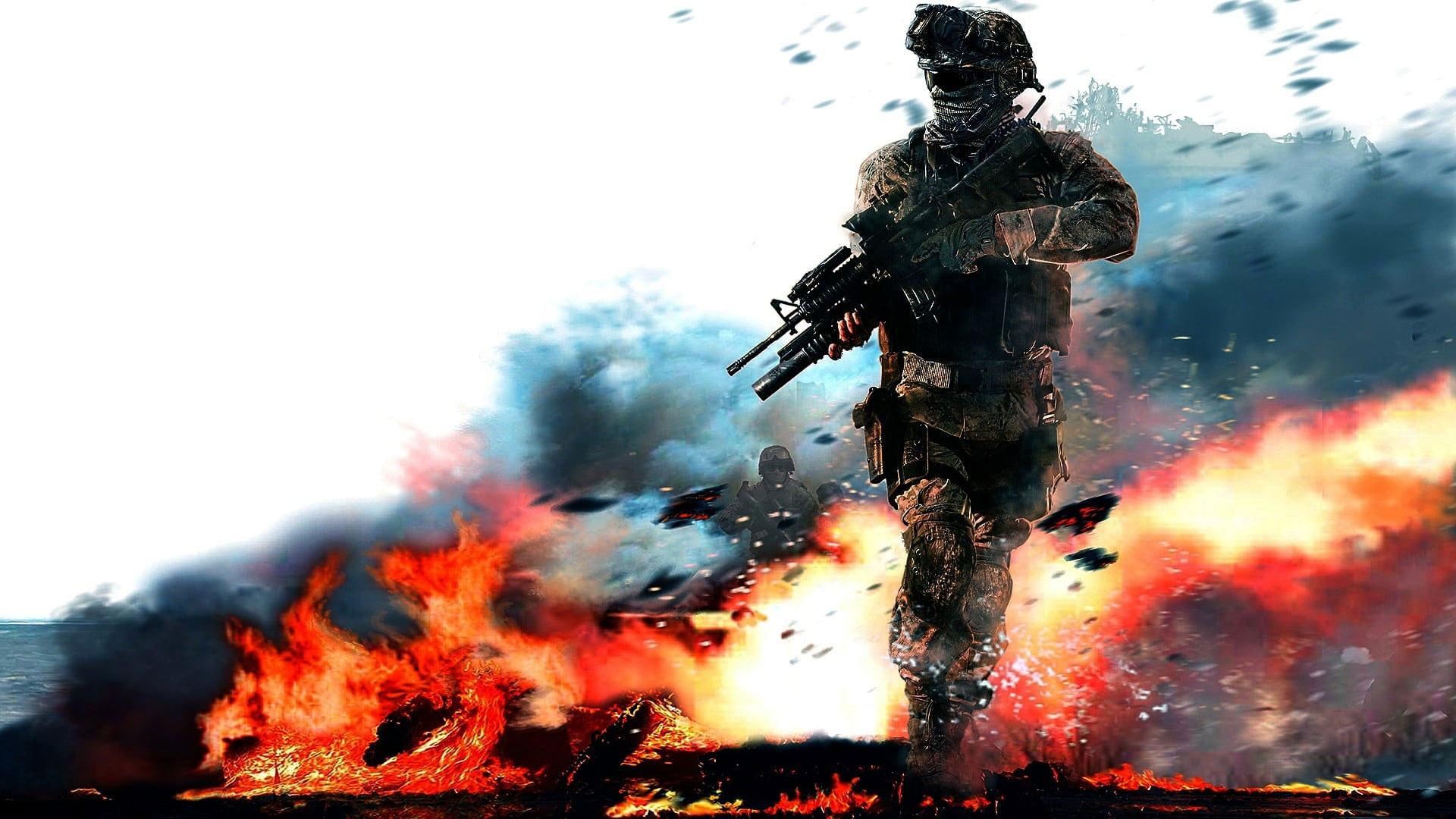 Wallpaper Soldier Holding Assault Rifle Poster, Cod