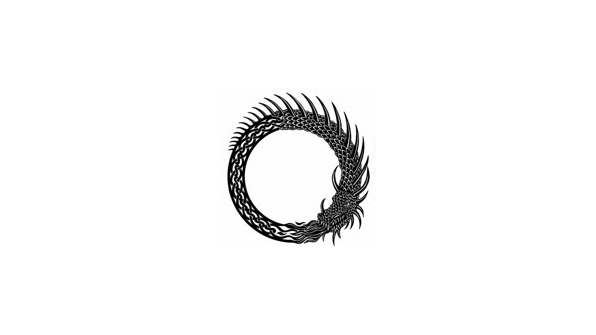 Wallpaper Black Wyrm Logo, Minimalism, Ouroboros