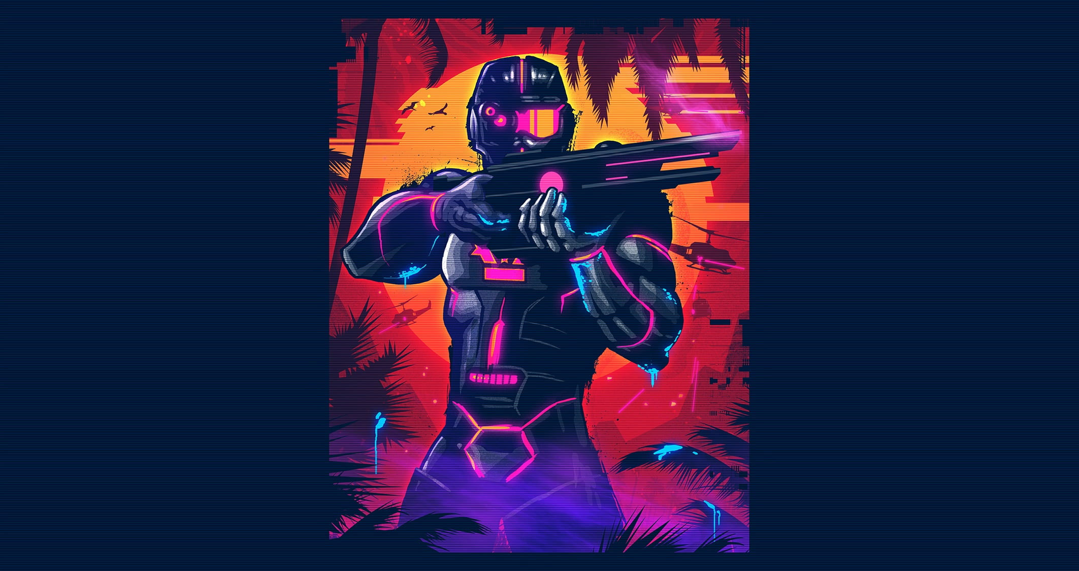 Wallpaper Music, Neon, Game, Blood Dragon, Synth