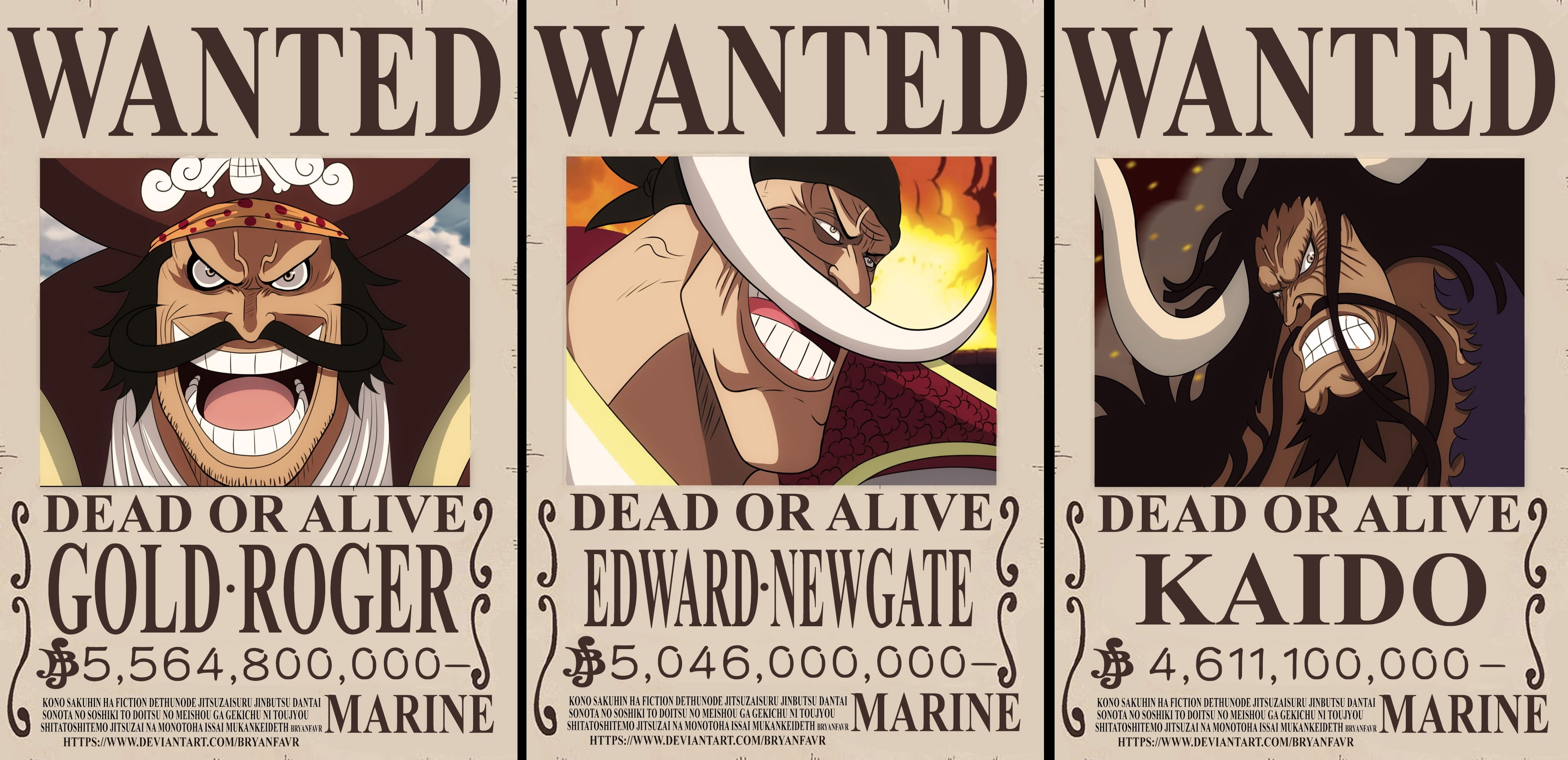 Wallpaper One Piece, Edward Newgate, Gol D Roger, Kaido, Anime
