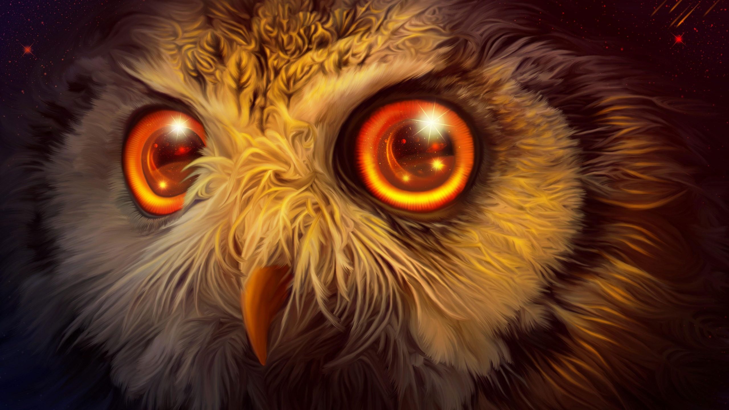 Wallpaper Owl, Fantasy Art, Illustration, Painting