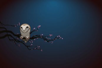 Wallpaper Owl Perched On Tree Illustration, Art