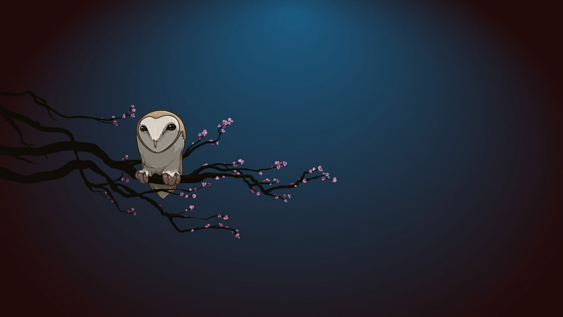 Wallpaper Owl Perched On Tree Illustration, Art