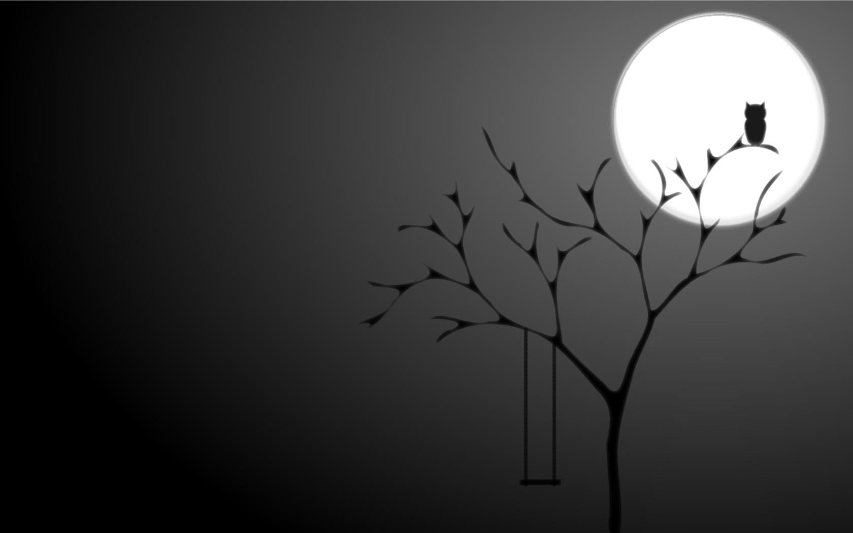 Wallpaper Owl, Simple, Black, Monochrome, Night