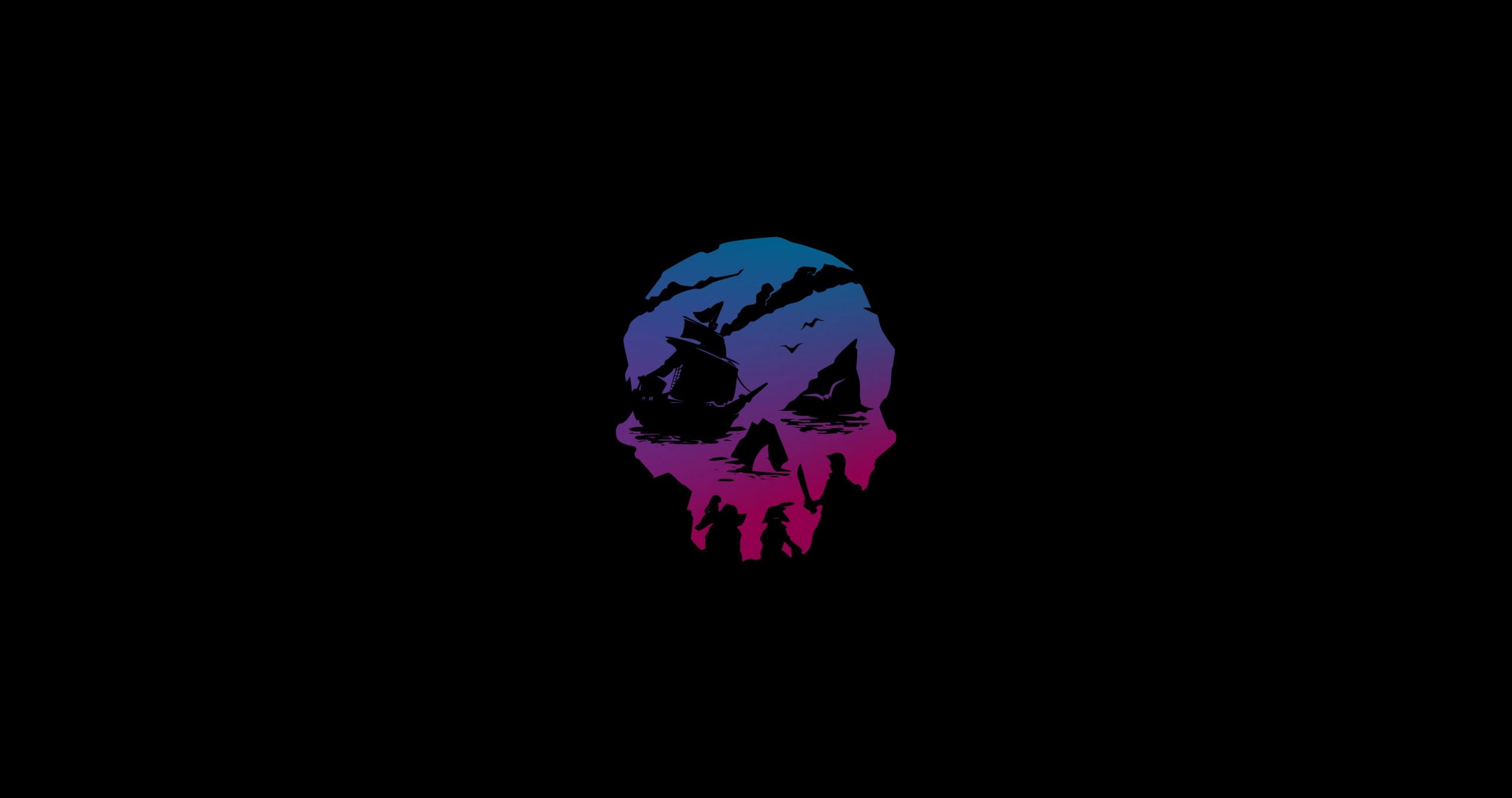 Wallpaper Sea Of Thieves, Neon, Skull, Video Game