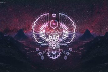 Wallpaper White Owl Vector A, Tribal, Night, Space