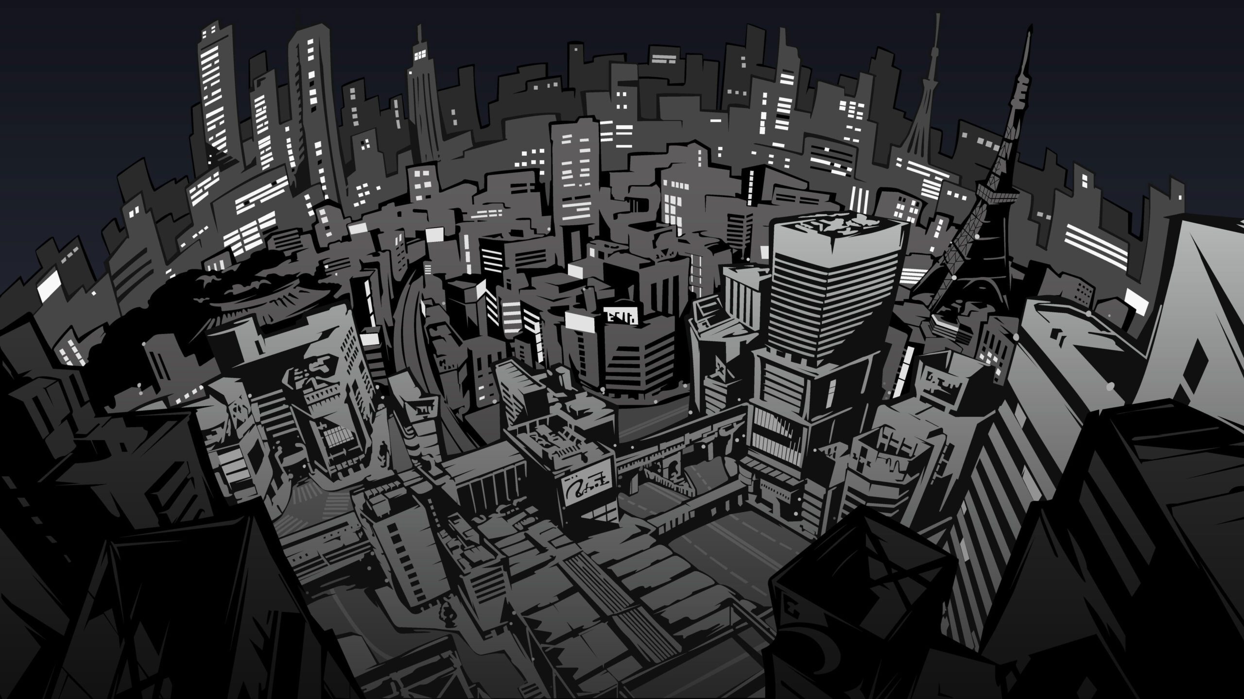 Wallpaper Animated City Illustration, Persona 5