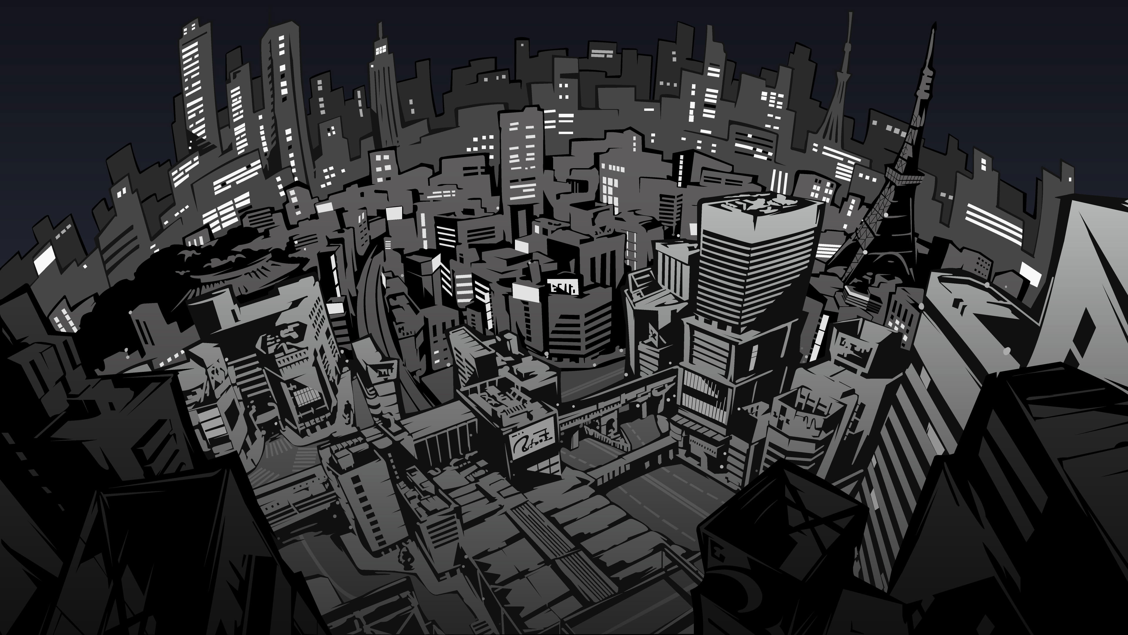 Wallpaper Animated City Illustration, Persona 5, game, Game