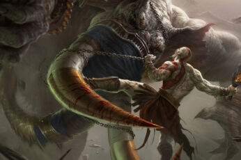 Wallpaper God Of War Kratos Monster Hd