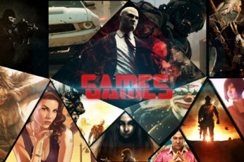 Assorted Games Collage Wallpaper, Hitman