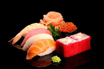 Wallpaper Assorted Sushi, Greens, Fish, Figure