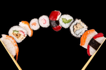 Wallpaper Food, Sushi, Black Background, Japanese