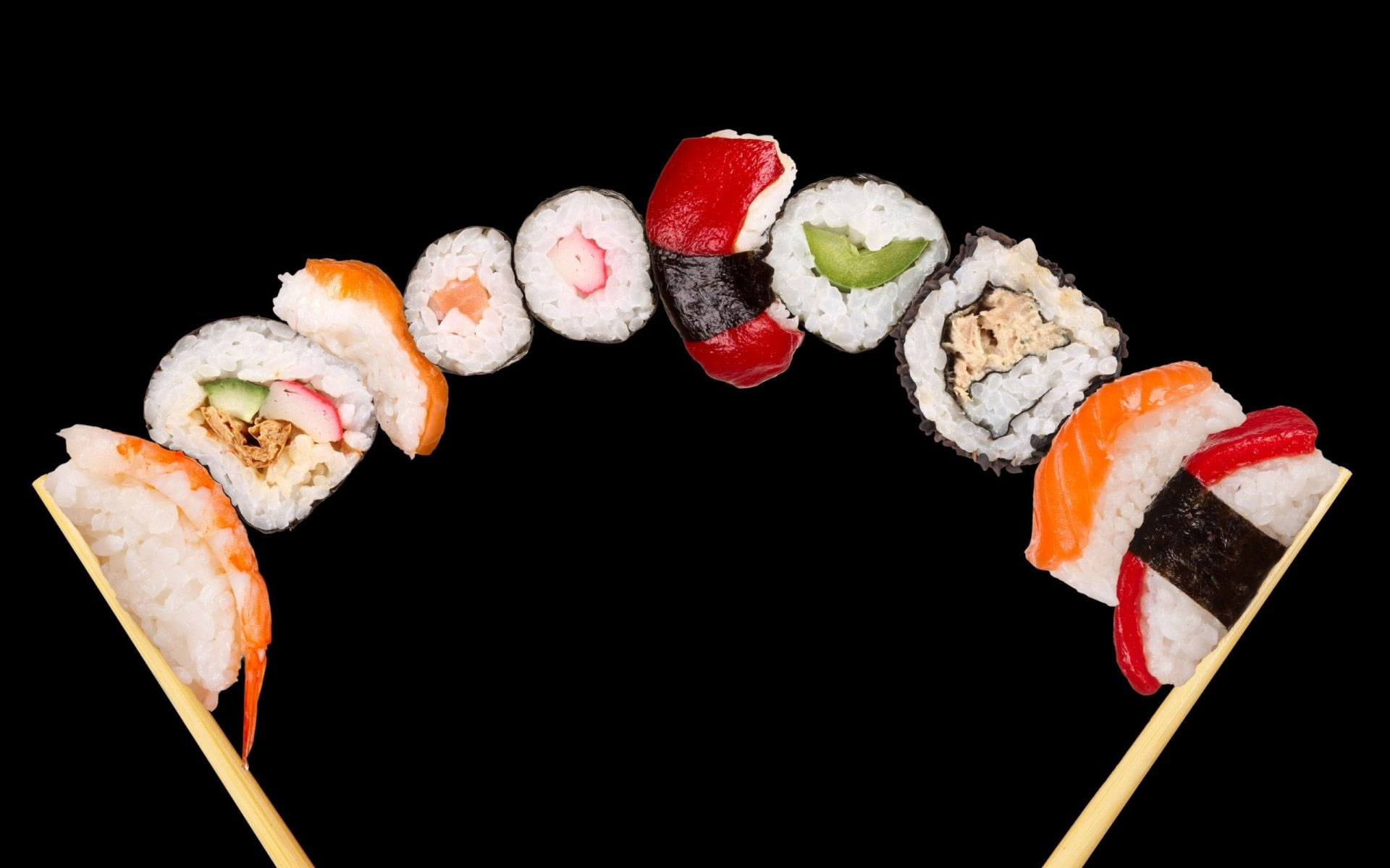 Wallpaper Food, Sushi, Black Background, Japanese