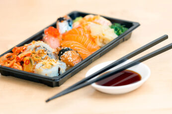Wallpaper Japanese Food On Table, Sushi, Take Away