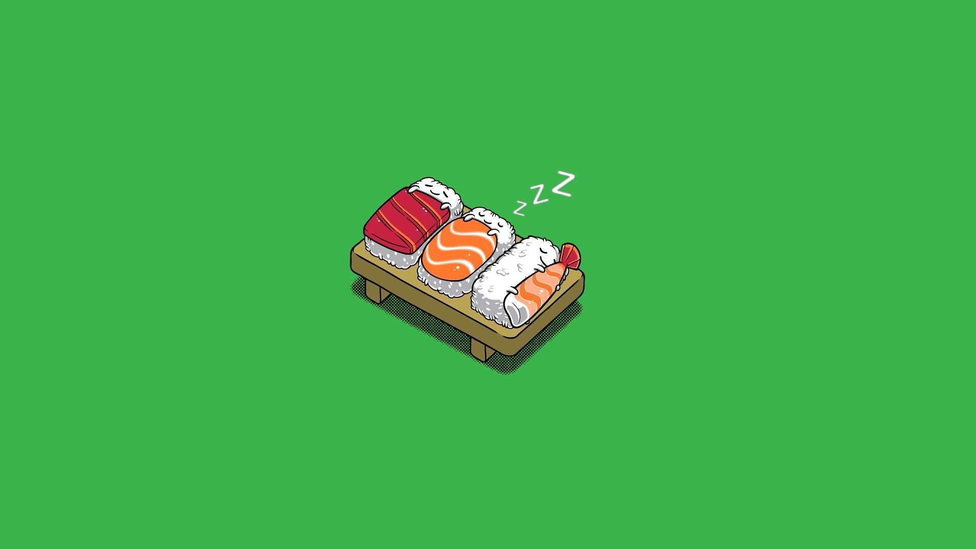 Wallpaper Sleeping Sushi Hd, Bed, Cute, Zzz