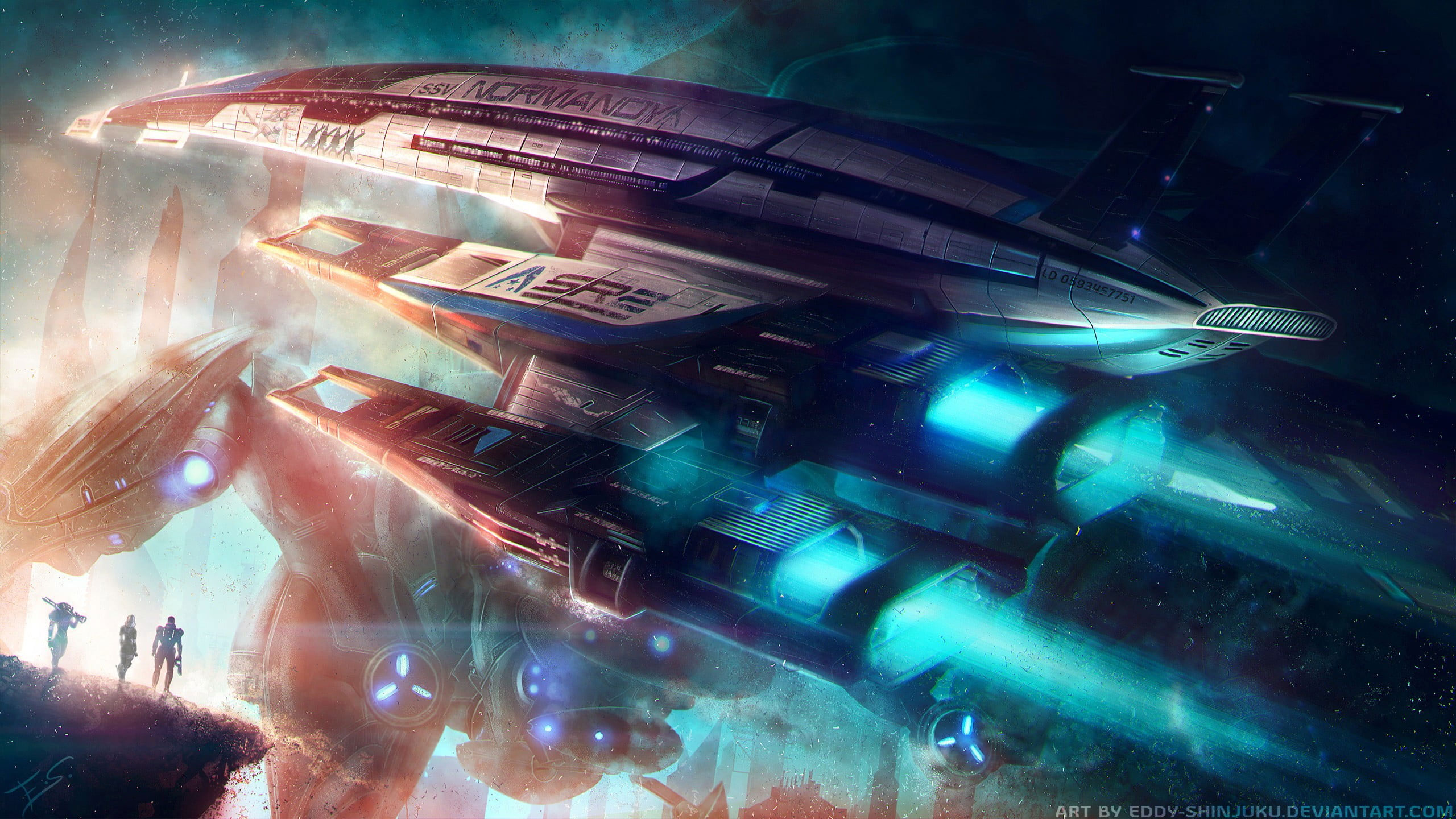 Mass Effect Gray Space Craft Digital Wallpaper
